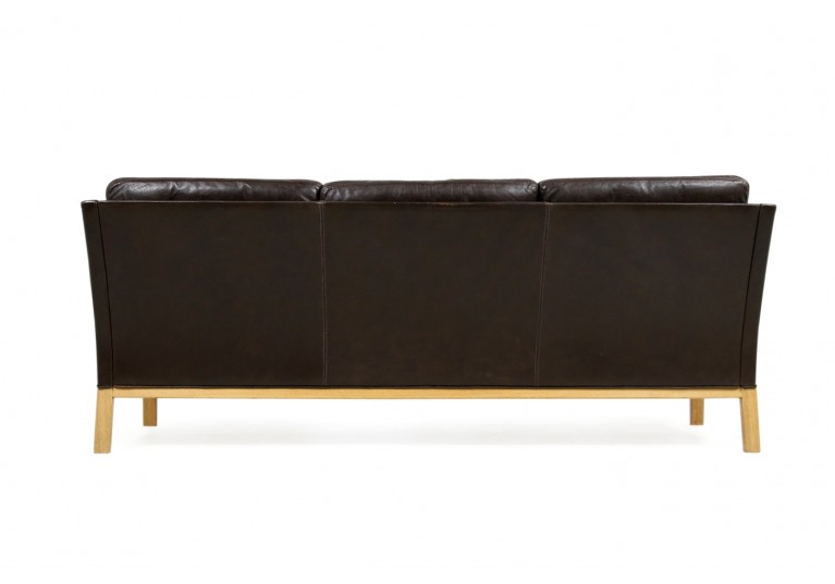 1960s Kai Lyngfeldt Larsen Oak & Brown Leather Sofa Soren Willadsen