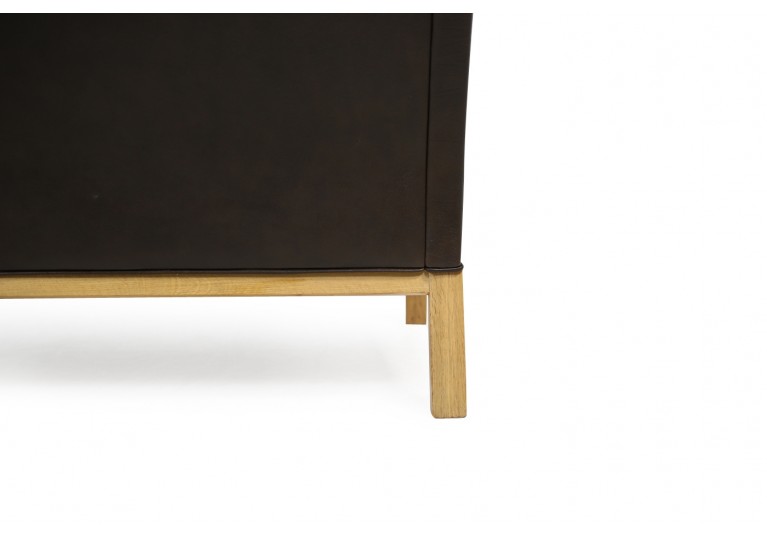 1960s Kai Lyngfeldt Larsen Oak & Brown Leather Sofa Soren Willadsen