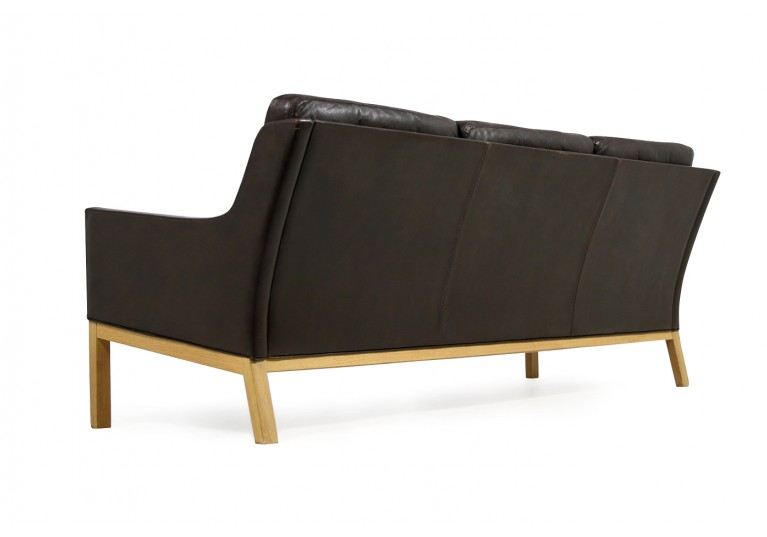 1960s Kai Lyngfeldt Larsen Oak & Brown Leather Sofa Soren Willadsen