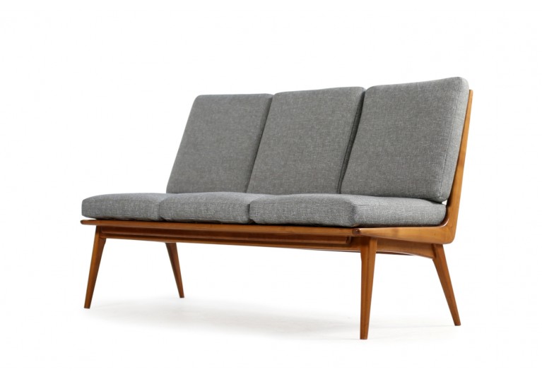50er Boomerang Sofa ES Eugen Schmidt, Heinz Mitzlaff Kirschholz mid century modern