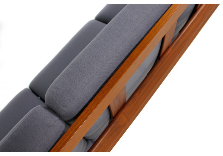 60er Teak Sofa, Arne Vodder, France & Son Denmark, danish modern, Webstoff grau