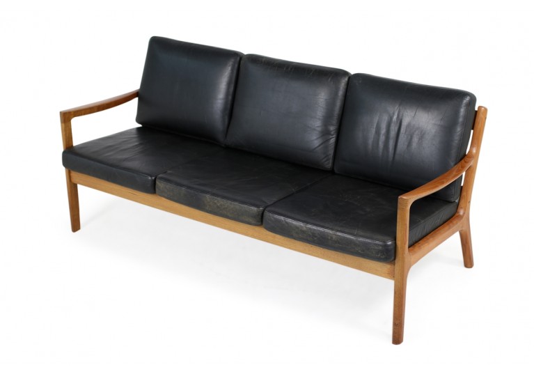 60er Jahre Sofa, Ole Wanscher, Teak & Leder, France & Son, danish modern