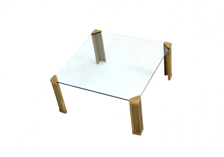 Vintage 1970s Peter Ghyczy Brass and Glass Coffee Table Mod. T14
