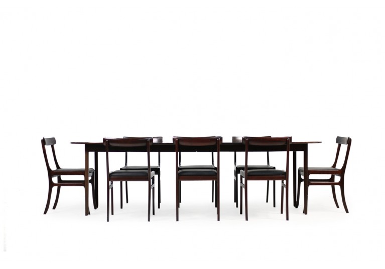 60er Esszimmer Set, 8 Stühle, Tisch ausziehbar, Mahagoni, Ole Wanscher, PJ Poul Jeppesen Denmark, 60s chairs & table