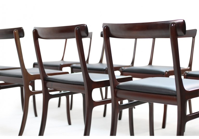 60er Esszimmer Set, 8 Stühle, Tisch ausziehbar, Mahagoni, Ole Wanscher, PJ Poul Jeppesen Denmark, 60s chairs & table
