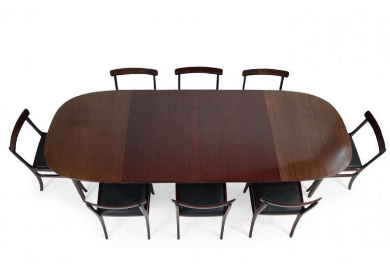 60er Esszimmer Set, 8 Stühle, Tisch ausziehbar, Mahagoni, Ole Wanscher, PJ Poul Jeppesen Denmark, 60s chairs & table