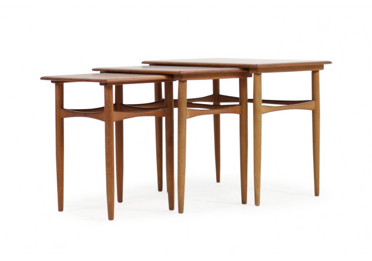 60er Teak Nesting Tables, Satztische, Arne Hovmand Olsen