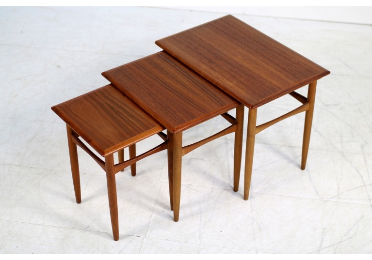 60er Teak Nesting Tables, Satztische, Arne Hovmand Olsen