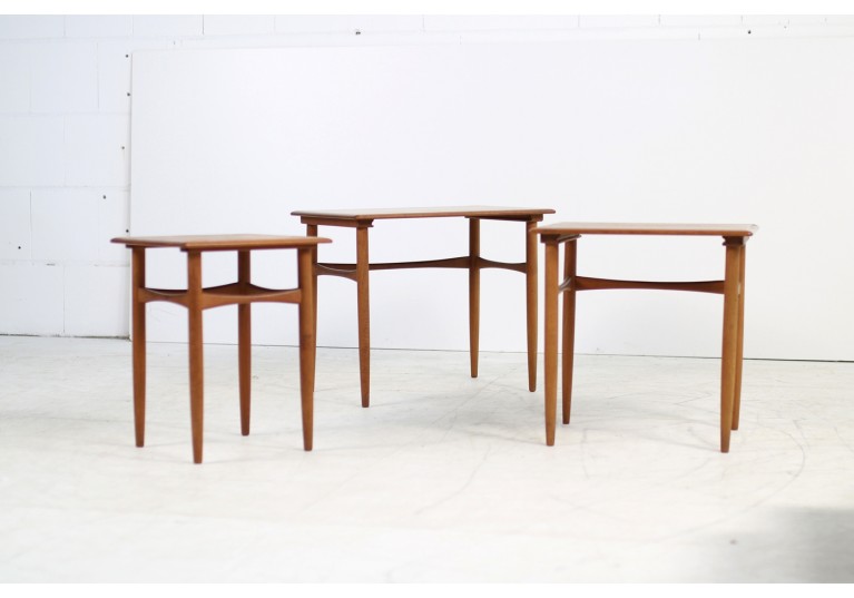 60er Teak Nesting Tables, Satztische, Arne Hovmand Olsen