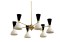 Italian Modern Brass 6-Arm Chandelier Bi-Color Stilnovo Style