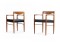 Pair of Danish 1960s H.W. Klein for Bramin Teak & Leather Armchairs