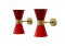 Adjustable Pair of Red Italian Diabolo Brass Sconces Stilnovo Style