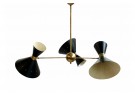 Metal & Messing Lampe, Kronleuchter, Stilnovo Style, Chandelier, 60er, 1960s