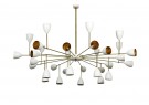 Riesiger Kronleuchter, brass chandelier in the manner of Stilnovo, Arredoluce, 60er, Messing und Metall
