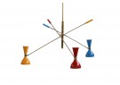 60er Lampe, 50er Kronleuchter, Metall, Italien, Stilnovo, Arredoluce, brass italian chandelier, lamp, stilnovo style