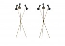 Tripod Lampe, Bodenlampe, Messing & Metall, Stilnovo Style, brass tripod floor lamp, 60er