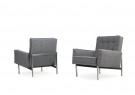 50er Sessel, Knoll International, Florence Knoll, Parallel Bar Lounge Chairs, 60er Jahre, Neubezug, Wolle, Webstoff