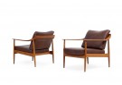 60er Teak Easy Chairs, Teak & Leder, Sessel, Knoll Antimott, Germany, 50er 