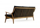 60er Buche Sofa, Boomerang, Couch, Webstoff schwarz