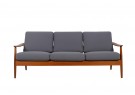 60er Teak Sofa, Arne Vodder, France & Son Denmark, danish modern, Webstoff grau