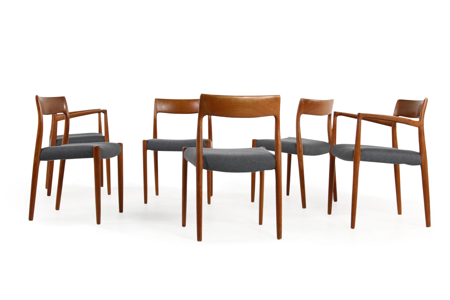 Niels Möller, Moller, Mod. 57, Mod 77, Teak Stühle, chairs